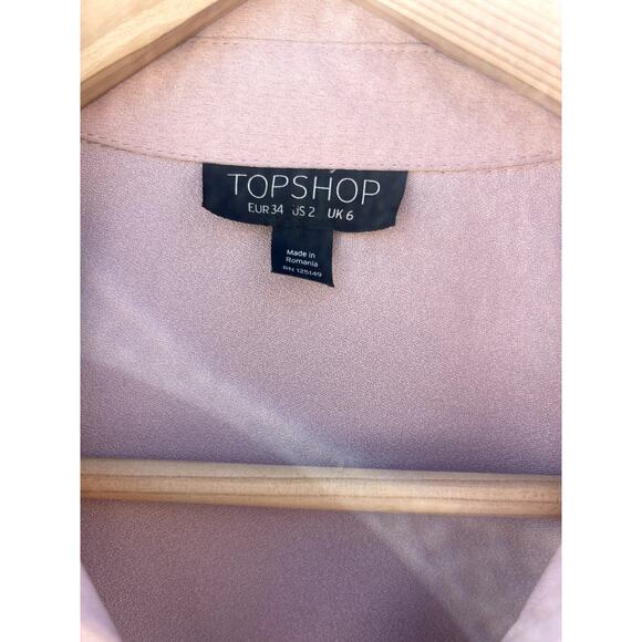 Topshop Tie Cuff Shirtdress ~ Blush ~ 2 - Picture 4 of 7